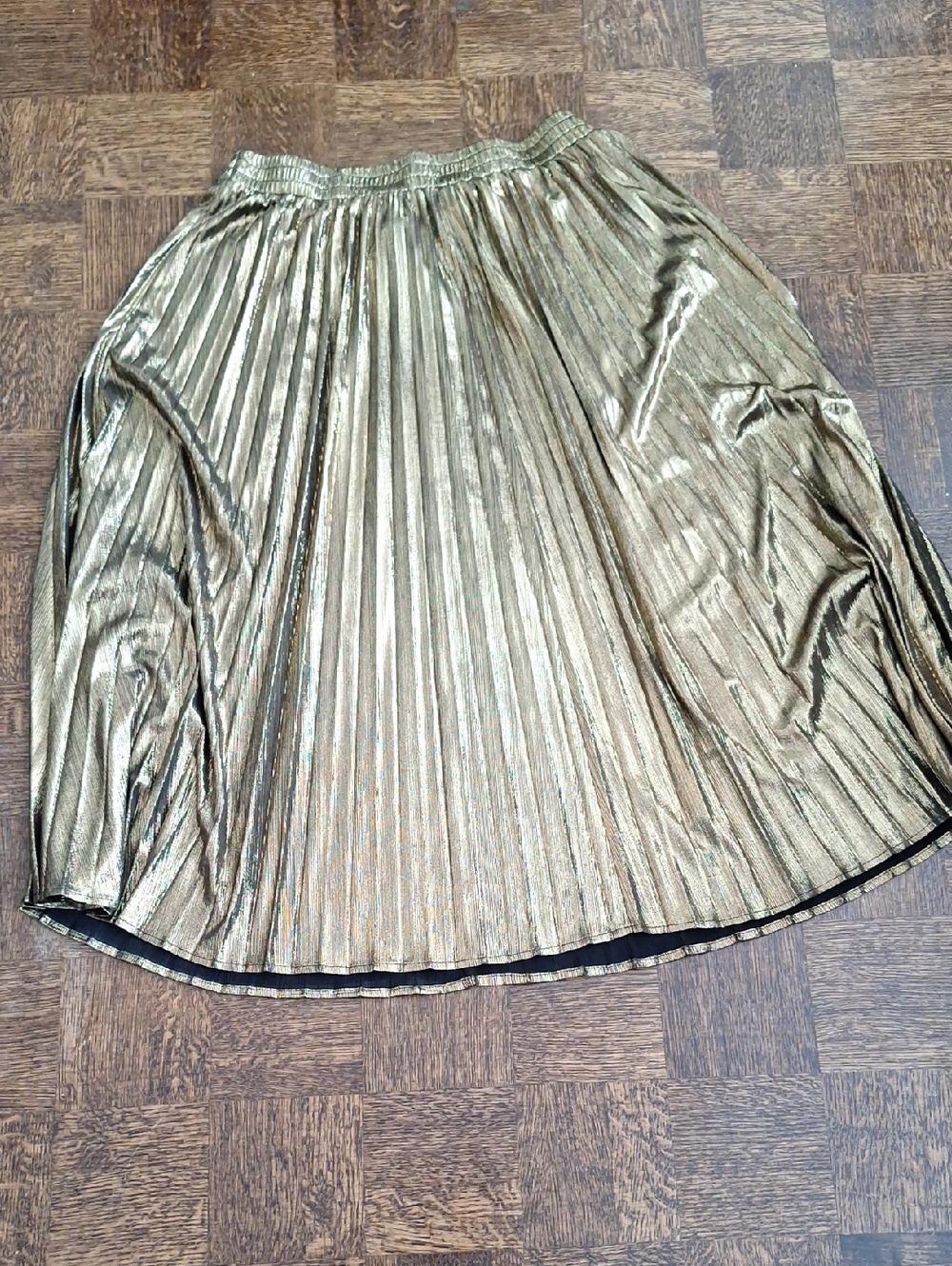Gold Pleated Midi Skirt